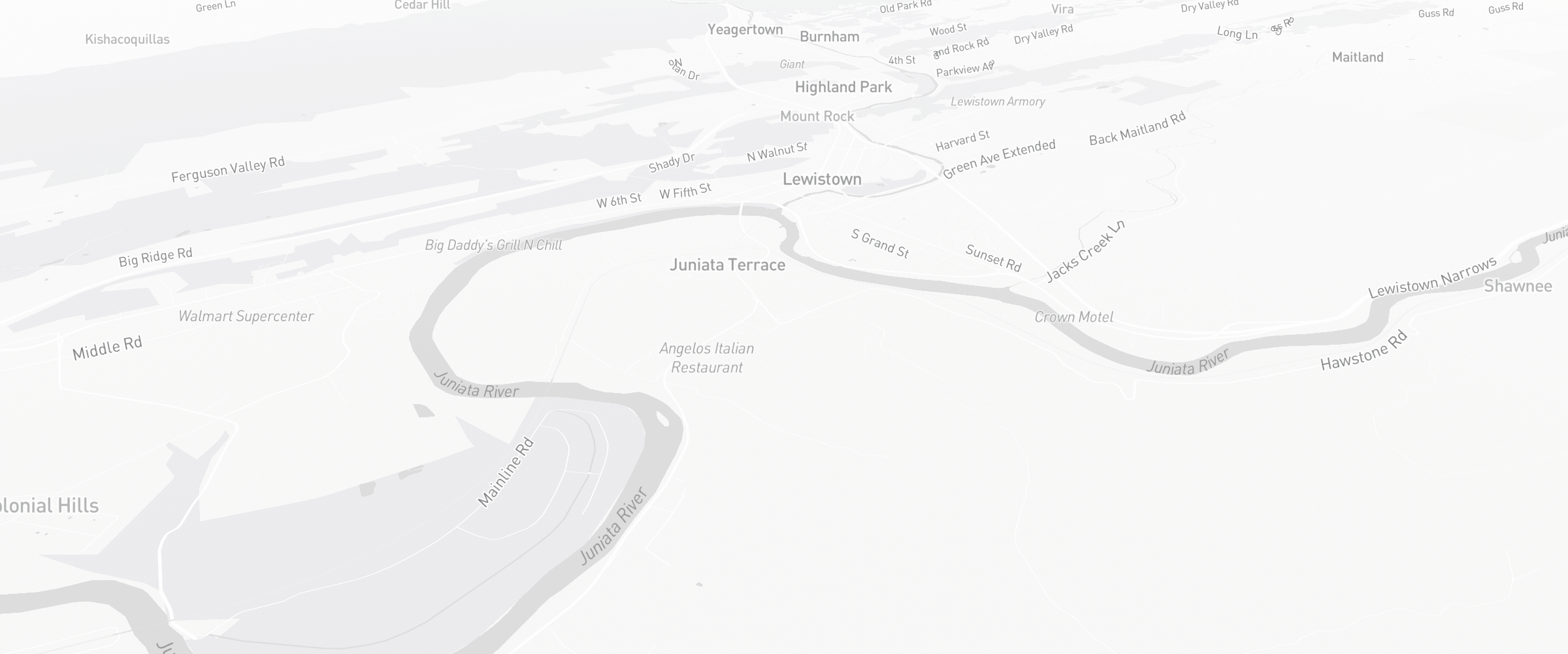 Neighborhood map of Lewistown, PA — the area served by Life Insurance Agents of Lewistown Group